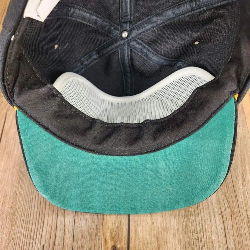 VTG GMC Truck Center Dallas Snapback Rope Hat Black Gold Embroidered Leaf USA